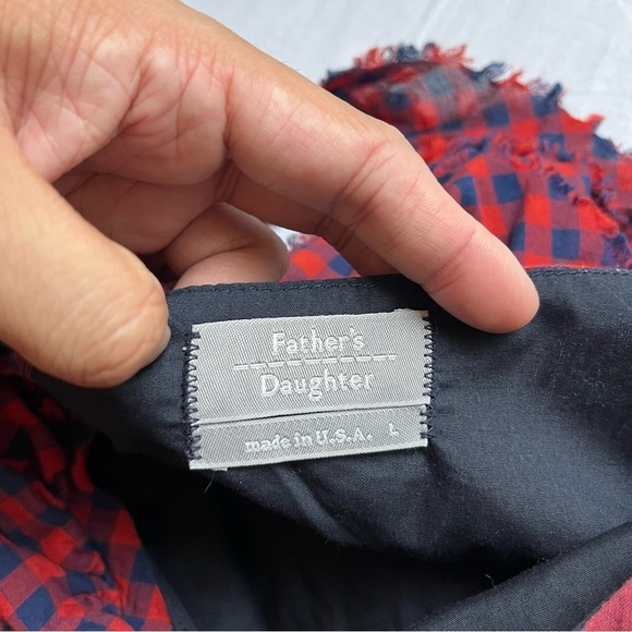 Father’s Daughter navy red plaid ruffle sleeveless mini dress - Picture 5 of 6